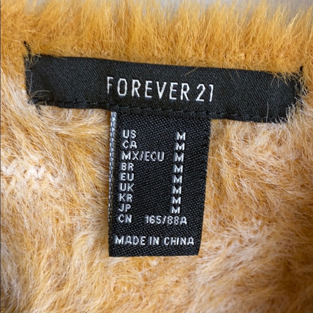 Forever 21 faux fur mustard crop tank - Picture 3 of 4